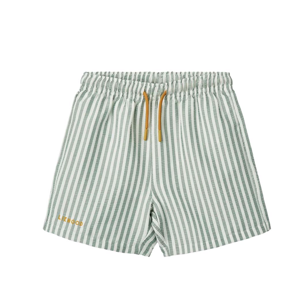Duke Board Shorts: Stripe: Peppermint/Crisp White
