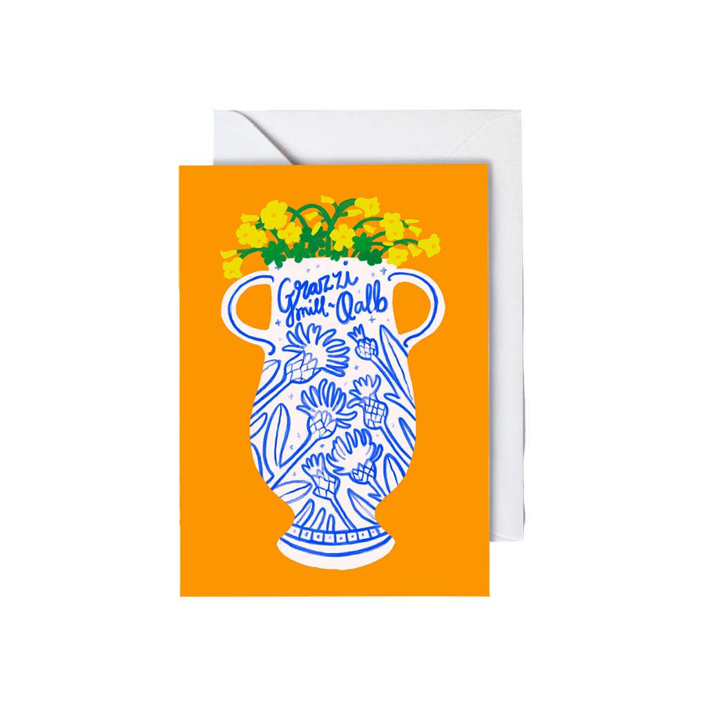 Grazzi mill-qalb-Vase, Greeting Card