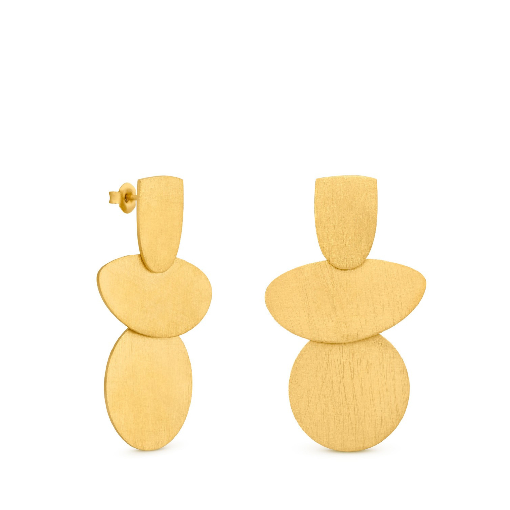 Venus Triple Oval Golden Earrings